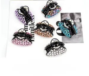Lot de six mini pinces à cheveux en or rose avec cristaux de strass étincelants