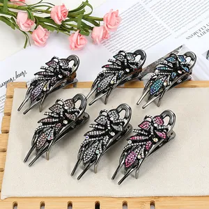Pinces à Cheveux Papillon Fleur en Strass Vintage Alliage Acrylique Accessoires de Cheveux Élégants pour Femmes Mariage