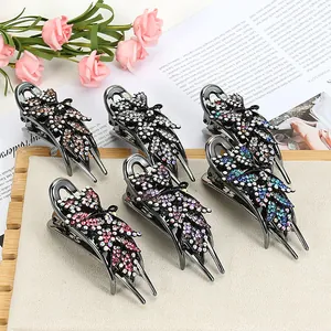 Élégant lot de six pinces à cheveux papillon avec strass brillants pour coiffure de femme