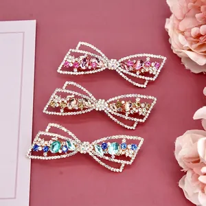 Luxueuse Barrette à Cheveux Nœud Papillon en Alliage et Cristal Strass Coiffe Élégante pour Femme Fête Mariage Bijoux