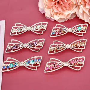 Barrettes à cheveux en cristal avec strass colorés en six couleurs différentes