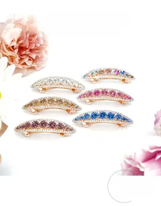 Detailed set of 6 crystal rhinestone spring hair clips in various vibrant colors
