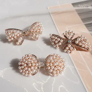 Clip à Ressort Nœud Papillon en Künstliche Perles d'Imitation et Strass Alliage Doré Accessoires Cheveux Mariée pour Femme Mariage Bijoux