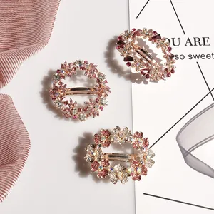 Elegant Alloy Floral Rhinestone Hair Clip For Women Luxury Crystal Spring Barrette For Wedding Party Daily Headwear