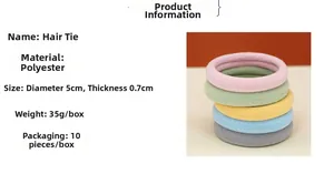 Detail view of 5cm diameter macaron seamless hair bands set in varied pastel colors