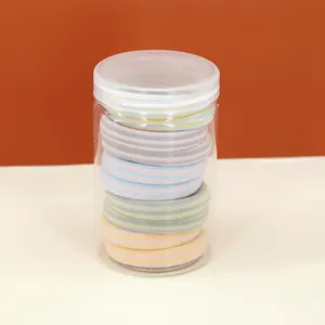 Colorful striped high elasticity hair ties set in a transparent storage jar