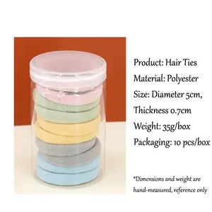 Set of 10 seamless high-elasticity hair ties in Morandi colors inside a clear plastic jar