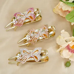 Pince à Cheveux Papillon Élégante en Alliage Cristal Strass Barrette pour Femmes Fête Mariage Accessoires de Coiffure