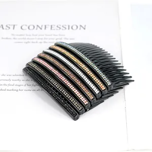 Fashion Plastic Rhinestone Hair Comb For Women Anti-Slip Double Row Crystal Hair Styling Insert Comb Accessory