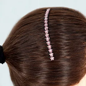 Vintage plum blossom hair comb with pink crystals for elegant wedding hairstyles