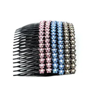 Elegant floral rhinestone hair comb with colorful crystals for vintage bridal styling