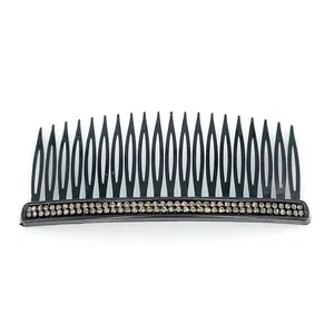 Sparkling crystal hair comb with non-slip rhinestones on black base for elegant hairstyling