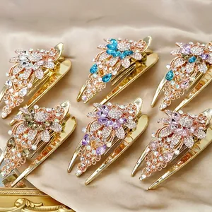 Eleganter Blumen Haarklammer Mit Strass Große Acryl Haarnadel Retro Haarschmuck Für Hochzeit Party Bankett Damen