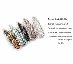 Set mit fünf Strass-BB-Haarspangen in Champagner, Blau und Roségold mit Stahldraht-Details