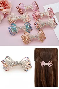 Détails macro des strass en cristal et de la fabrication du clip papillon pour cheveux