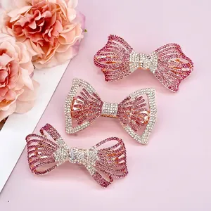 Élégante Pince à Cheveux Ressort Nœud Strass Femmes Alliage Plein de Diamants Grande Épingle Style Coréen Accessoires Cheveux