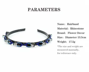 Details van strass-hoofdband met clips, 13,5 cm diameter en 17,5 g gewicht