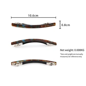Barrette à cheveux minimaliste en acétate écaille de tortue avec lettrage français