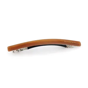 Barrette à cheveux en acétate ambre avec inscription dorée pour un style français