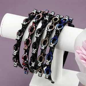 Dubbellaagse Gevlochten Hoofdband Met Clips Strass Haarstyling Tool Voor Vrouwen Elegante Antislip Plastic Hars Haarband Accessoires