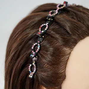 Sprankelende kristallen hoofdband met kleine clips voor volume en styling in zwart