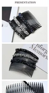 Lot de trois peignes à cheveux antidérapants avec détails en cristaux colorés brillants