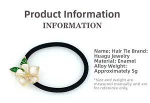 Detail of flower hair tie made with alloy oil drip petals and high elastic rubber band