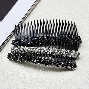 Peigne Latéral Élégant en Plastique Avec Strass Scintillants et Perles Fourche à Cheveux Antidérapante pour Femme Mariage Quotidien