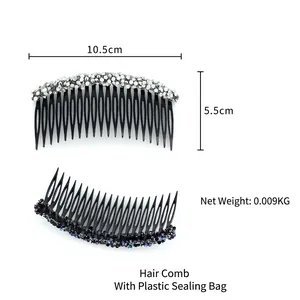 Peigne à cheveux en plastique avec cristaux, accessoire minimaliste de 10,5 cm antidérapant