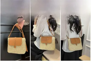 Detailed views of handmade woven crossbody bag showing handheld and shoulder carrying styles