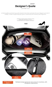 Detail view of large tote bag interior showing document pockets and compartments