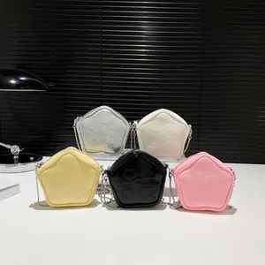 Star-patterned chain crossbody bags in five colors with textured PU leather finish