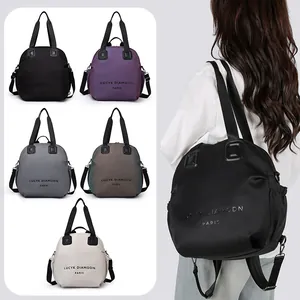 Women's Multi-functional Large Capacity Backpack Fashion Nylon Shoulder Bag Crossbody Handbag With Contrast Stitching Simple Casual Travel Purse