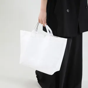 Minimalist white large capacity tote bag made of high-quality textured Dupont paper