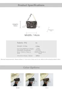 Detailed size specifications for leopard print small crossbody bag with chain strap