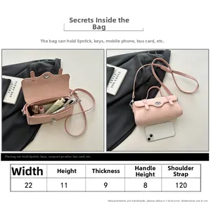 Size chart showing large capacity dimensions for this elegant solid color shoulder handbag