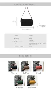 Tabella taglie con dimensioni 22,5x12,5x12,5cm e dettagli per borsa a cilindro scamosciata