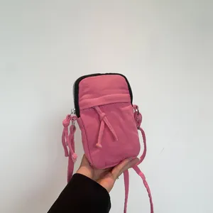 Women Mini Denim Crossbody Bag Casual Streetwear Small Square Phone Pouch With Zipper Adjustable Strap Fashion Travel Bag