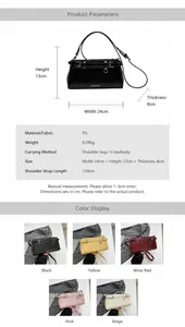 Detaillierte Größenangaben und Farbauswahl für die stilvolle PU-Lederhandtasche