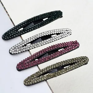 Luxury Rhinestone Oval Hair Clip For Women Sparkling Crystal BB Clip Elegant Side Fringe Hair Accessory Handmade Hairpin Jewelry