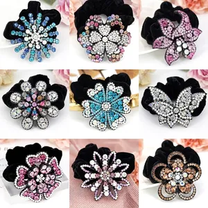 Scrunchies Vintage in Velluto con Strass a Fiore Eleganti Elastici per Capelli in Cristallo Farfalla Cerchi per Capelli Elastici Fatti a Mano per Donna Regalo per la Festa della Mamma