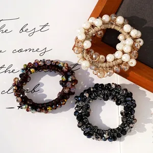 Eleganti Elastici per Capelli con Künstliche Perle Sintetiche e Cristalli Scrunchies ad Alta Elasticità per Donna Ragazza Accessori per Capelli alla Moda