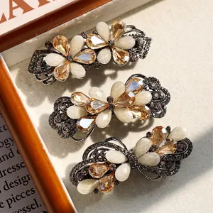 Fermaglio per Capelli con Fiori e Strass Vintage Elegante Molletta a Molla a Farfalla Piccola Gioielli per Capelli in Lega Donna