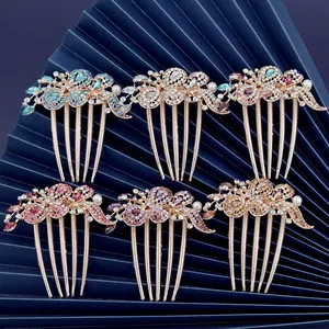 Vintage Legierung Schmetterling Blume Haarkamm Mit Strass Und Kunstperle Dekorativer Haareinsatz Für Hochzeit Bankett Damen Accessoire