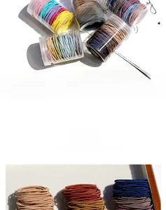 Elastic hair ties set in Morandi colors shown in a transparent cylinder storage jar