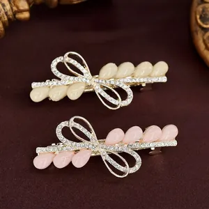 Pince à Cheveux Papillon Nœud Strass en Alliage de Zinc Résine Pince à Ressort Accessoires de Coiffure Élégants pour Femmes