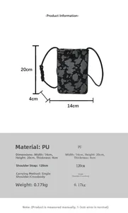 Detailed size parameters for the cow print PU leather crossbody bag with dimensions