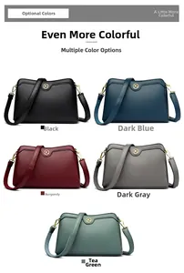 Detail view of stylish crossbody bags in five colors with textured pebble leather finish