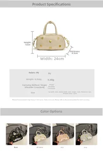Detailed size parameters for the vintage Boston bag with gold floral clasp measurements