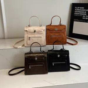 Chic multi-color PU leather tote bags in off-white, caramel, coffee and black displayed